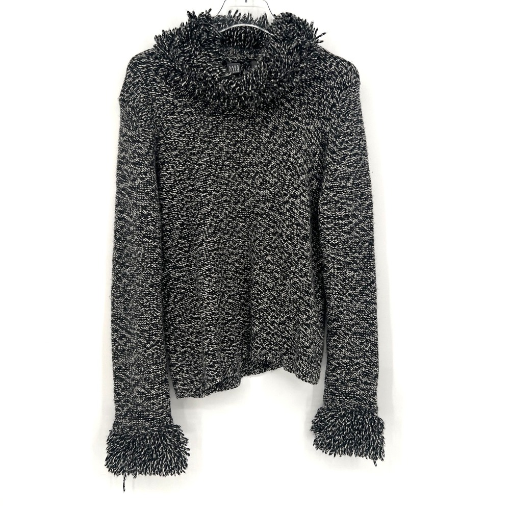 Saks Fifth Avenue Sweater Womens XL Wool Cashmere Knit Fringe Luxury